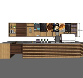 现代实木收银台su模型
