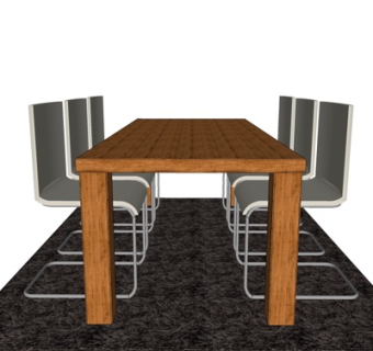 现代实木餐桌椅su模型