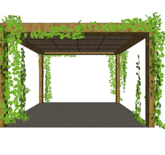 现代实木凉亭su模型