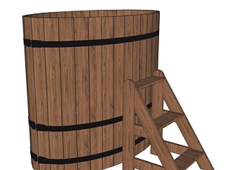 现代实木沐浴桶su模型