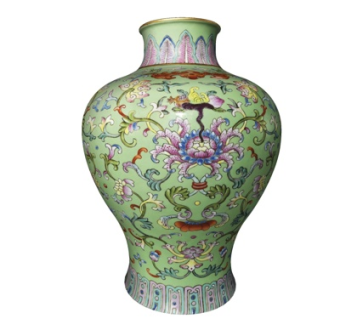 中式牡丹花纹瓷瓶su模型