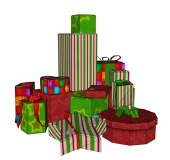 现代圣诞礼物盒摆件su模型