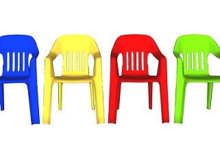 现代塑料单椅su模型
