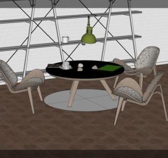 北欧休闲桌椅su模型