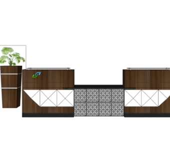 现代实木接待台su模型