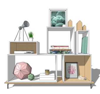 北欧实木装饰柜su模型