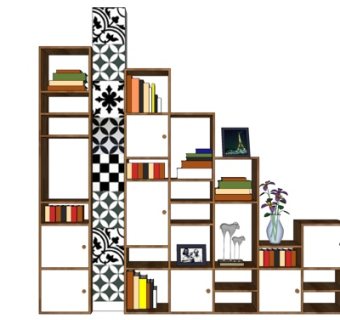 现代实木装饰柜su模型