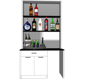 现代实木橱柜su模型