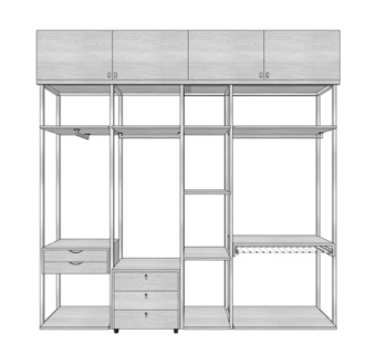 现代实木装饰架su模型