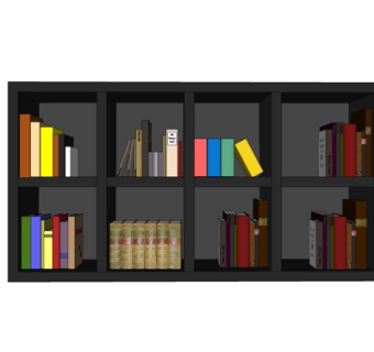 现代实木书柜su模型