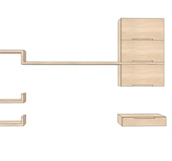 现代实木装饰柜su模型