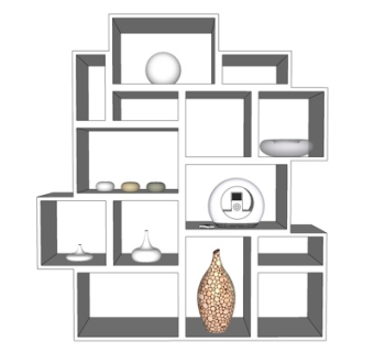 现代实木装饰柜su模型