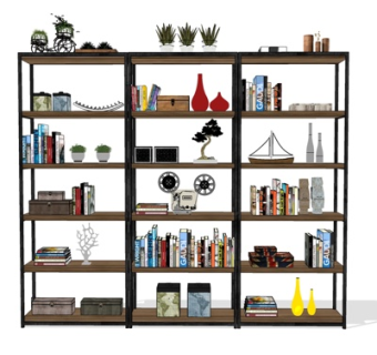 现代实木装饰架su模型