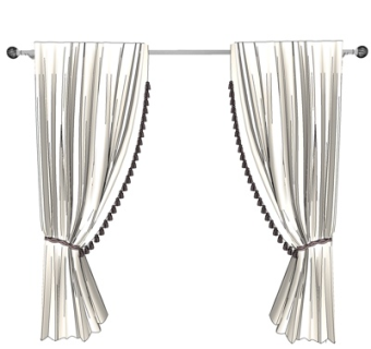 现代布艺窗帘su模型