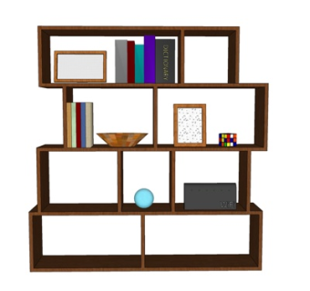 现代实木装饰架su模型