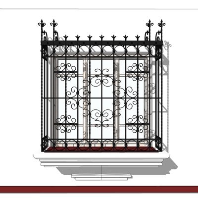 欧式铁艺窗户su模型