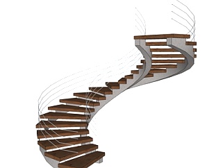 现代<em>旋转</em>楼梯su模型