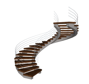 现代旋转楼梯su模型