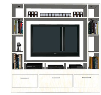 现代实木电视柜su模型