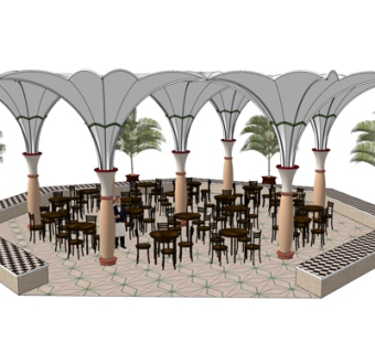 现代花瓣亭子su模型