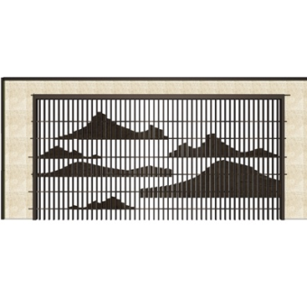 新中式景观墙su模型