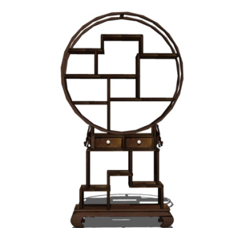 中式实木装饰架su模型