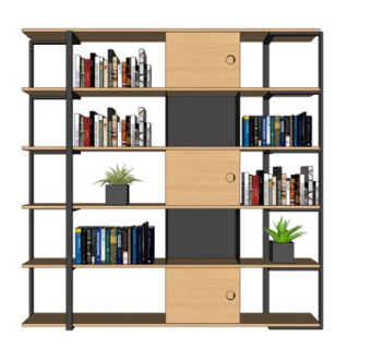 现代实木装饰架su模型