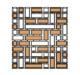 现代实木装饰架su模型