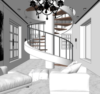 现代别墅客厅su模型