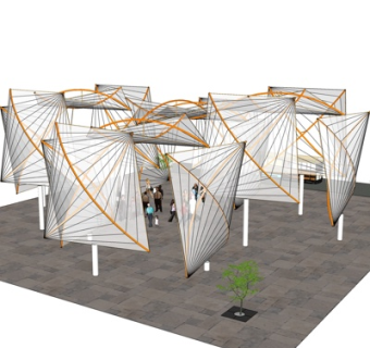 现代玻璃凉亭su模型