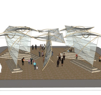 现代玻璃凉亭su模型