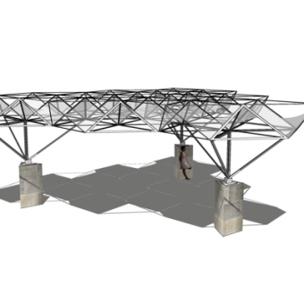 现代玻璃凉亭su模型