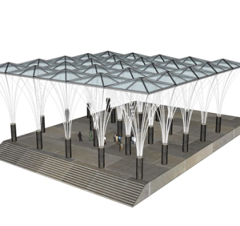 现代玻璃凉亭su模型