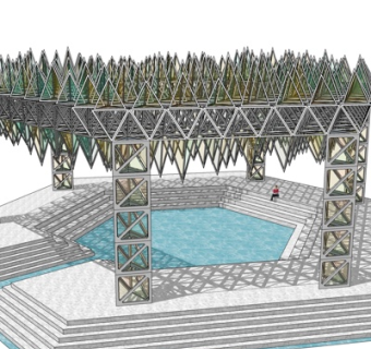 现代金属廊架su模型