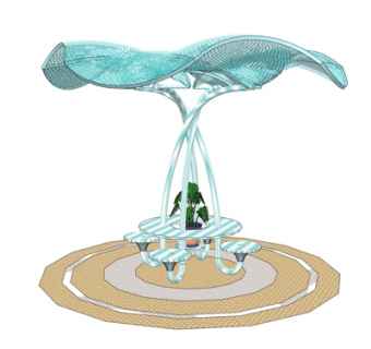 欧式玻璃凉亭su模型