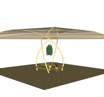现代玻璃凉亭su模型