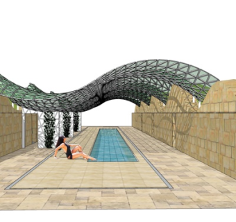 现代金属廊架su模型