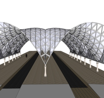 现代金属廊架su模型