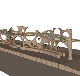 现代玻璃廊架su模型