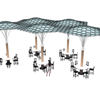 现代莲蓬凉亭su模型