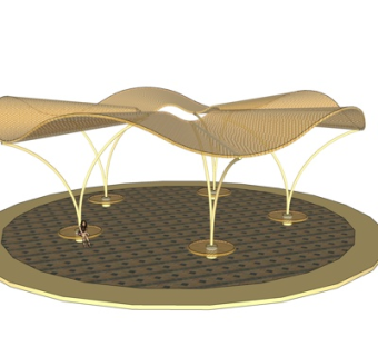 现代金属凉亭su模型