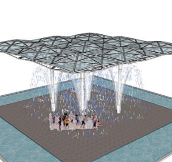 现代玻璃凉亭su模型