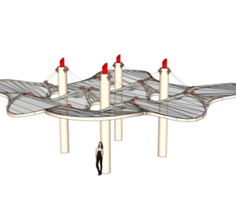 现代玻璃凉亭su模型