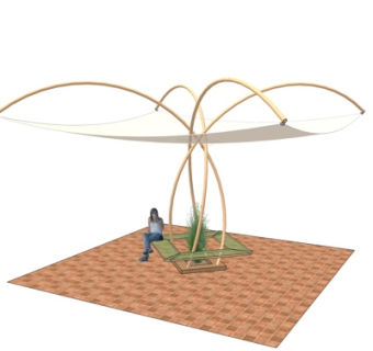 现代金属廊架su模型