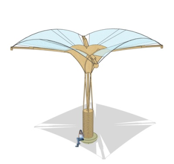 现代玻璃凉亭su模型