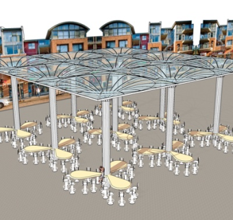 欧式花瓣凉亭su模型