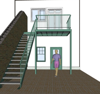 工业风金属楼梯su模型