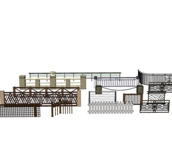 现代护栏组合su模型