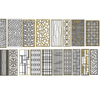 现代金属屏风隔断su模型