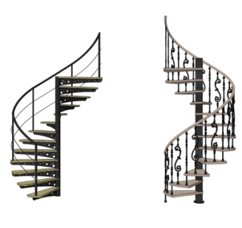 欧式金属旋转楼梯su模型